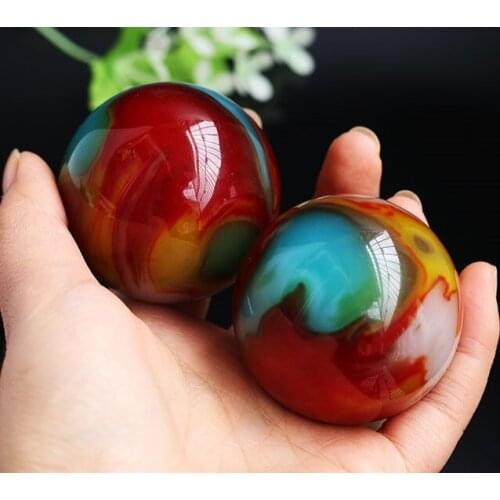 Fitness ball, colorful jade handball, natural Gobi, pieces of agate, Xinjiang jade color, jade hand pieces, pendants