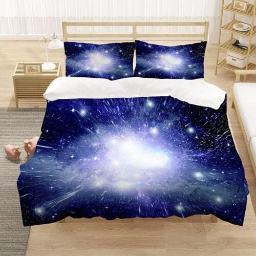 3D Colorful Galaxy Duvet Cover Set Multicolor Outer Space Bedding Universe Nebula Night Starry Sky Quilt Cover Rainbow Kid Bed