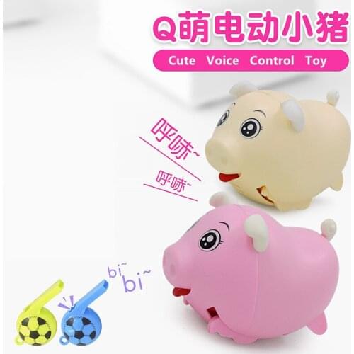 New Cute Voice Control Toy Cute Pig Shape Whistle Sound Electric Running Pig Pet Toy with Music Lighting for Toddler Boys Girls