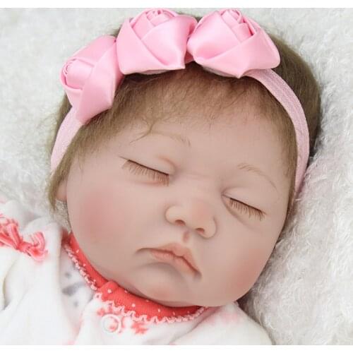 NPK 22'' silicone reborn babies doll lifelike sleeping newborn baby closed eyes cloth body girls toys bebe gift boneca