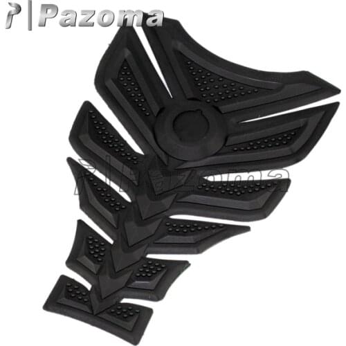 PAZOMA 1 Pcs Black Rubber Tank Pad Tankpad Protector Sticker For Motorcycle Universal Fishbone