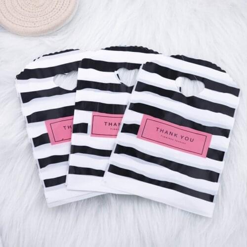 50pcs Shopping Gift Bags with Thank You Birthday Packaging Gift Bags Party Shopping Bags for Small Plastic Jewelry Pouches