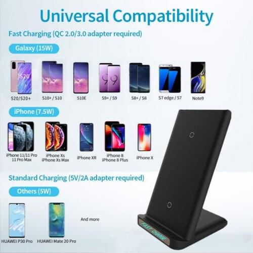 15W QI Wireless Charger Receiver for iPhone X XR XS Max 8 Fast Charging for Samsung Xiaomi Huawei Mobile Phone Holder