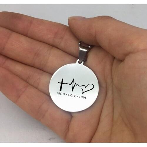 Drop Shipping Disc Necklace Newest Faith Hope Love Lifeline Collar Necklaces Jewelry for Men and Women YP7155
