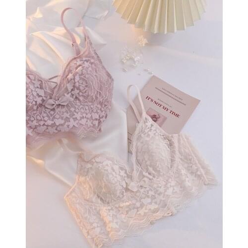 Sexy lace large size underwear seamless young girls bra panties comfortable lingerie briefs Vest ultrathin bralette set