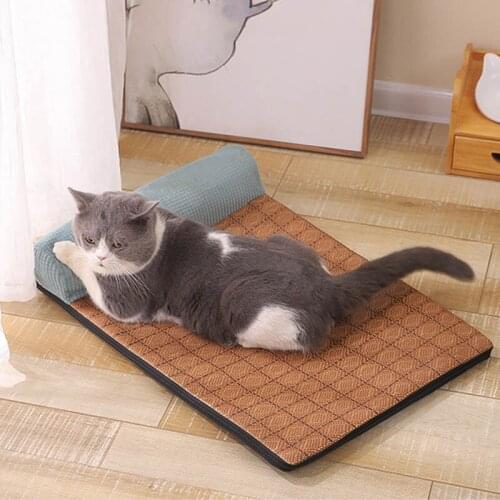 Dog Rattan Mat Cooling Summer Pad For Dogs Cat Sofa Breathable Puppy Bed Pleasantly Cool Washable For Small Medium Large Pet Bed