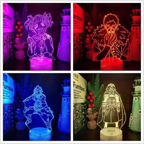 3D Led Night Light Anime MY HERO ACADEMIA 3d Lamp Boku no Hero Academia Overhaul Himiko Toga Bedroom Table Decor Lamp Manga Gift