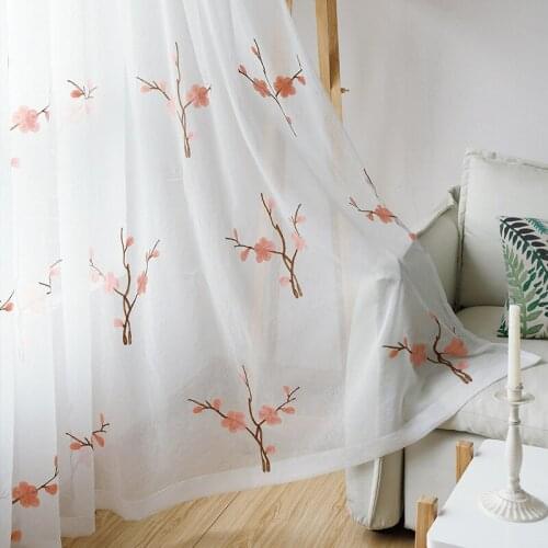 Chinese Style Tulle Embroidered Curtains For Bedroom Living Room Window Treatments Sheer Modern Gauze Custom Finished