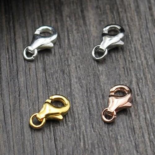 925 Sterling Silver Handmade Lobster Clasps 5x8mm Rose Gold/Gold/Silver Color Clasps Hooks Fit Necklace Bracelets DIY Jewelry