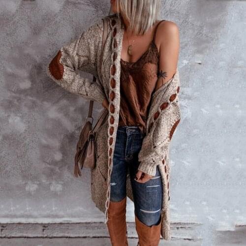 2021 Fall Winter Long Sleeve Loose Sweater Coat Harajuku Retro Ladies Stitching Casual Commuter Ladies Jacket Knitted Cardigan