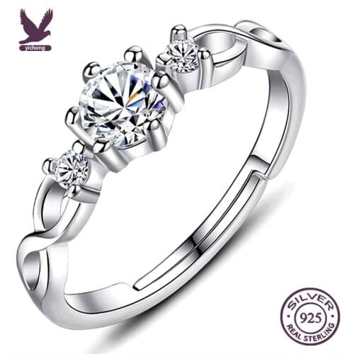 New 2021 925 Sterling Silver Womens Wedding Engagement Ring Crystal Elegant Women Valentine Day Gift Wholesale Dropshipping