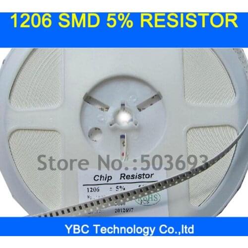 1000pcs 1206 SMD 5% Resistor 0R 1R~10M for Your Choice(you can choose 10values each value 100pcs)