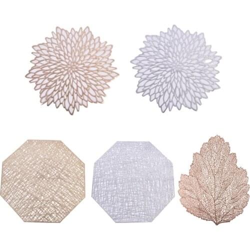 5Pcs Nordic Pvc Geometric Hollow Placemat Cup Mat Home Decoration Table Mats Kitchen Tool for Dining Plate Tableware Pad