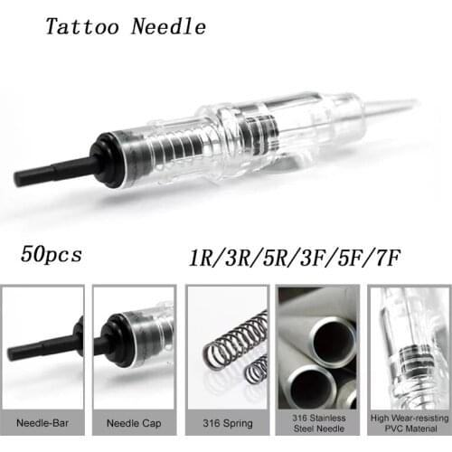 50PCS High Quality Disposable Permanent Tattoo Needle Makeup Tool Needle 1R/3R/5R/3F/5F Suitable For Professional Tattoo Machine