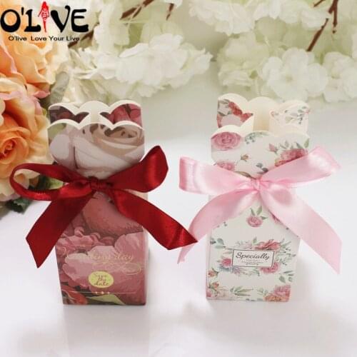 50 Pcs Gift Box Candy Packaging Baby Shower Boy Girl Party Favors Boxes Wedding Bonbonniere Present Box Birthday Decoration