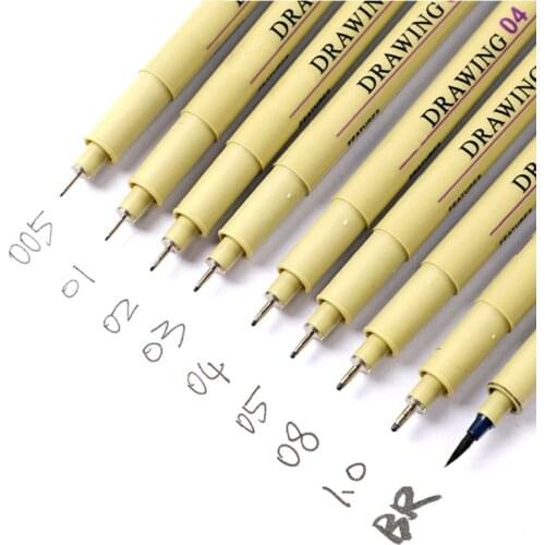 6/7/8/9pcs Black Technical Graphic Fine Hook Line Painting Drawing Pen Sketch M17F