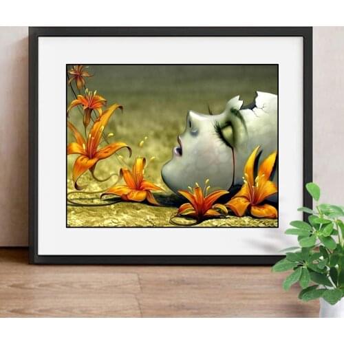 5D DIY Diamond Painting Cross Stitch Flowers Full Square/Round Drill Mosaic Diamond Embroidery Mask Decoration Home