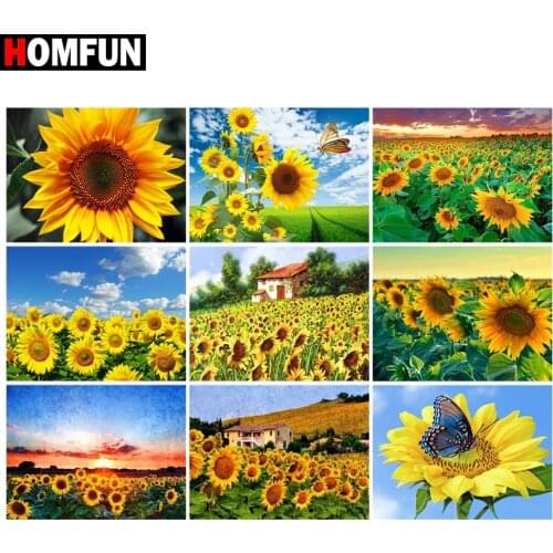 HOMFUN Diamond Painting Full Square/Round Diamond "Sunflower sky" Pattern Embroidery Cross Stitch 5D Rhinestone Painting