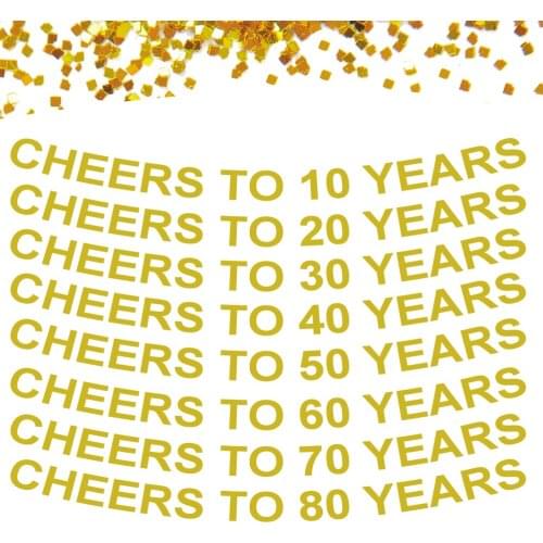 1 set Glitter Gold Cheers to 10/20/30/40/50/60/70/80 Years Banner For Birthday Party Celebration Decoration Banner HL013