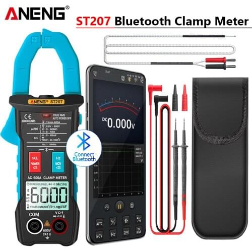 ANENG ST207 Digital Bluetooth Multimeter Clamp Meter 6000 Count True RMS DC/AC Voltage Tester AC Current Hz Capacitance Ohm