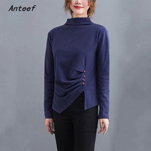 Long sleeve cotton Fleece spring autumn korean fashion tshirt vintage tee t shirt casual loose tops women 2021 t-shirts clothes