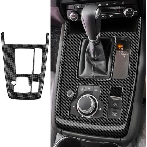 For Mazda CX-8 Carbon Fiber ABS Car Gear Shift Panel Cover Center Control Gear Shifter Frame Trim Protector