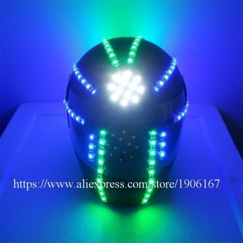 New Design LED Luminous Growing Light Up Halloween Helmet Led Party Christmas Robot Helmet Headwear
