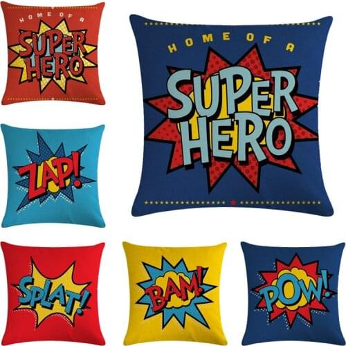 45*45cm Cartoon Letter Pattern Cotton Linen Throw Pillow Cushion Cover Home Decoration Sofa Bed Decor Decorative Pillowcase