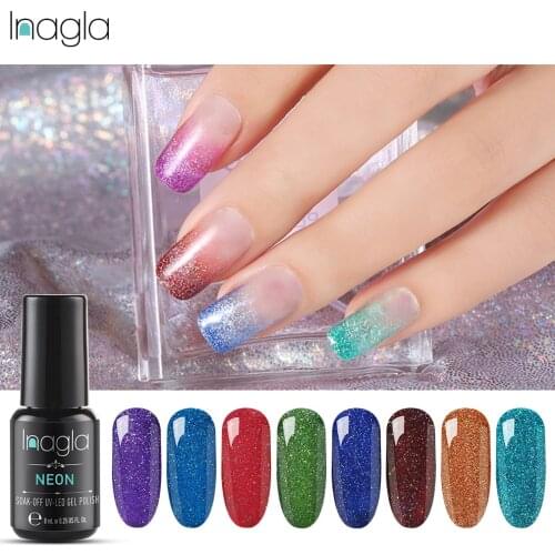 Inagla Gel Nail Neon Polish All For Manicure Set 8ML Semi Permanent Vernis UV Top Coat Gel Varnish Hybrid Gel Nail Polish