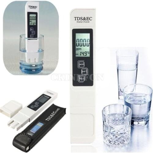 50Pcs/Lot TDS EC Meter Temperature Tester Pen 3 In1 Function Conductivity Water Quality Measurement Tool TDS&EC 0-5000ppm