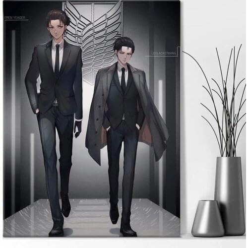 Canvas Pictures Home Decoration Levi Ackerman Eren Jaeger Painting Poster HD Prints Anime Wall Art Modular Living Room No Framed
