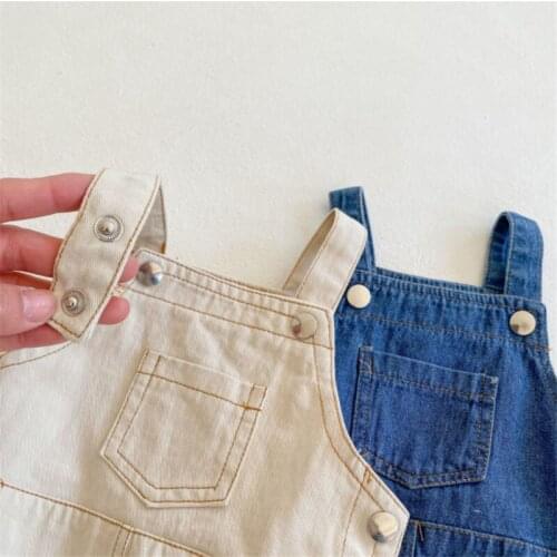 2021 Spring And Summer New Baby Suspenders Boys Girls Overalls Jumpsuit Korean Fashion Childrens Denim Cotton Shorts
