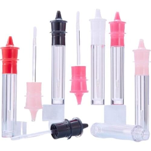 5ML Lipgloss Container Red Pink Black Tower Shaped Cosmetic Liquid Lipstick Packaging Empty Lip Gloss Tubes With Wand 30/50pcs
