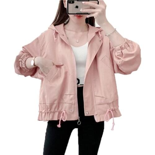 Womens Jackets 2021 Spring Autumn New Korean Version Loose Fashion Pink Jacket Female Student Windbreaker Coat With Lined D804