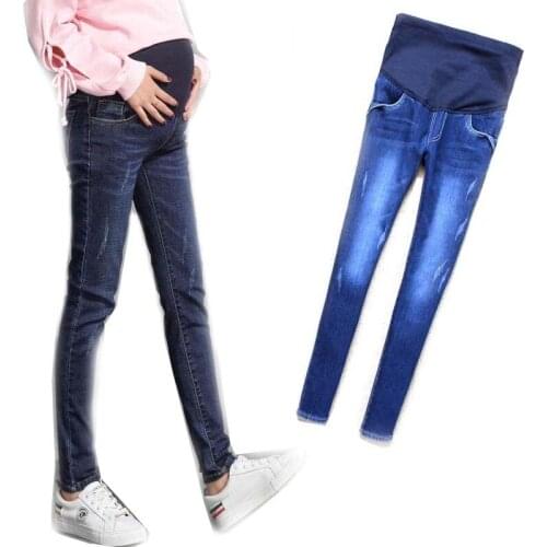 M-2XL Maternity Jeans Plus Size Blue Black Skinny Elastic Pregnancy Denim Jeans Pregnant Jeans Fat Pregnant Woman Clothes