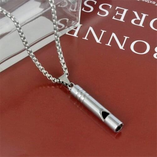 JUCHAO Stainless Steel Punk Whistle Necklaces Classical Men Hip Hop Soldiers Jewelry High Polished Necklace Street Accessories