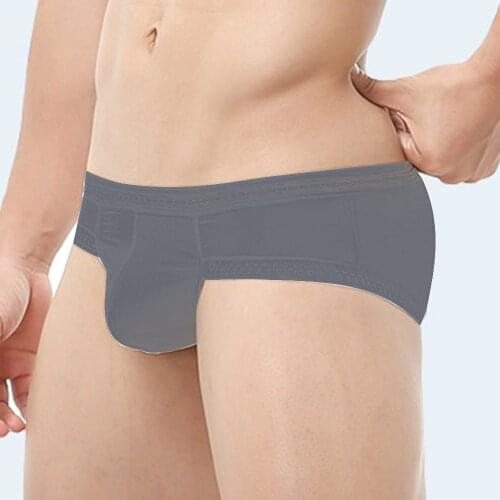 U Convex Pouch Briefs Men Ice Silk Underwear Brand Men Low Rise Sexy Panties Elastic Lingerie For Husband U-Bulge Cup Underpants