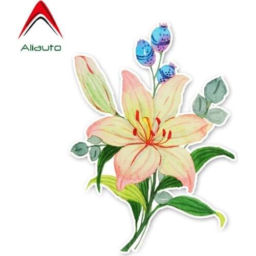 Aliauto Beautiful Car Stickers Romantic Lily Accessories Decor Vinyl Decal for Skoda Octavia Volkswagen Polo Hyundai,17cm*12cm