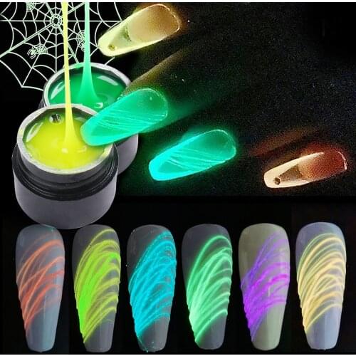 Spider Web Gel Polish Luminous Nail Art Designs Silk Lines Painting Varnishes Creative Wire Point UV LED Lacquers Manicure #1840