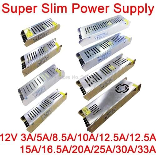AC110V 220V to DC12V AC-DC Constant Voltage Driver Switch Power Supply Slim Strip Size 12V 3A 5A 8.5A 10A 12.5A 15A 20A 25A 30A