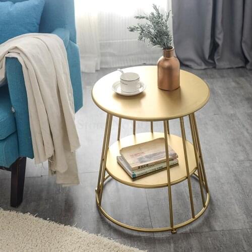Simple modern wrought iron gold side coffee table Nordic small table coffee table creative round corner several bedside table
