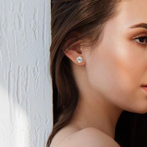 2021 NewTrendy Earring Stud 1Pair Fashion Stainless-Steel Set White Crystal Four Colors for Charm Female Decent Gift