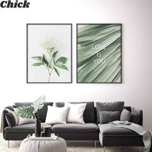 Palm Plants Nordic Poster Leaf Flowers Quotes Nature Wall Art Print Posters And Prints Canvas Painting Wall Pictures Home Decor