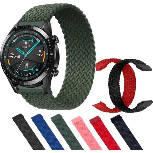 Fabric Braided Solo Loop Straps For Huawei Watch GT2 42 46MM/Huami Amazfit GTR2e GTS 2e Smart Band Elastic 22MM Bracelet Correa