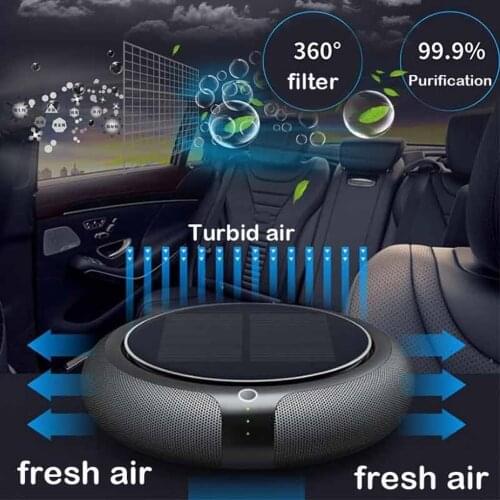 Vehicles Air Purifier Portable Solar Powered Rechargeable USB Air Cleaner Travel Freshener