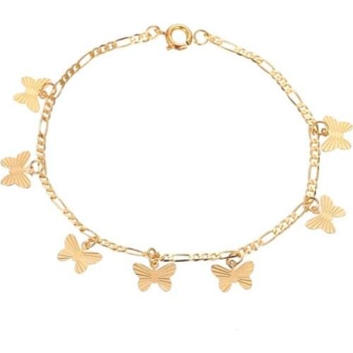Dangle Butterflies Golden White Hollow Circles Alloy Fashion Simple Jewelry Charm Bracelets For Women