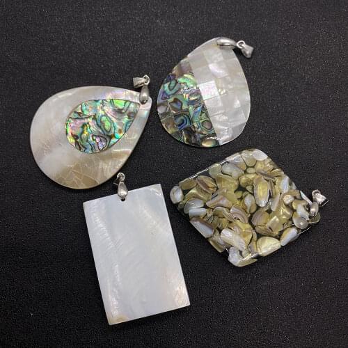 Pearl Shell Stitching Pendants Geometric Shape Jewelry Different Sizes of Fashionable Charm DIY Necklace Accessories