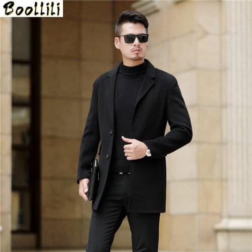 Winter Jacket Mens Wool Coat 2020 New Double Sided Single Button Long Coat For Men Business Casual Overcoat Outwear Plus Size