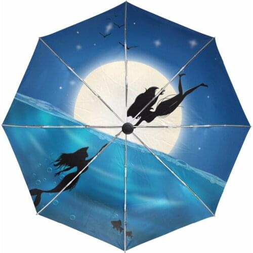 New Arrive Anti-UV Strong High Quality Fully Automatic Umbrella Mermaid Folding umbrella For Ladies Women Girl Umbrellas