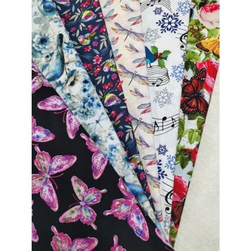 100% Cotton Fabric adorable bird Music fly butterfly dragfly Cartoon sunflower Colorful Patchwork Textile Tissue Home Clothing